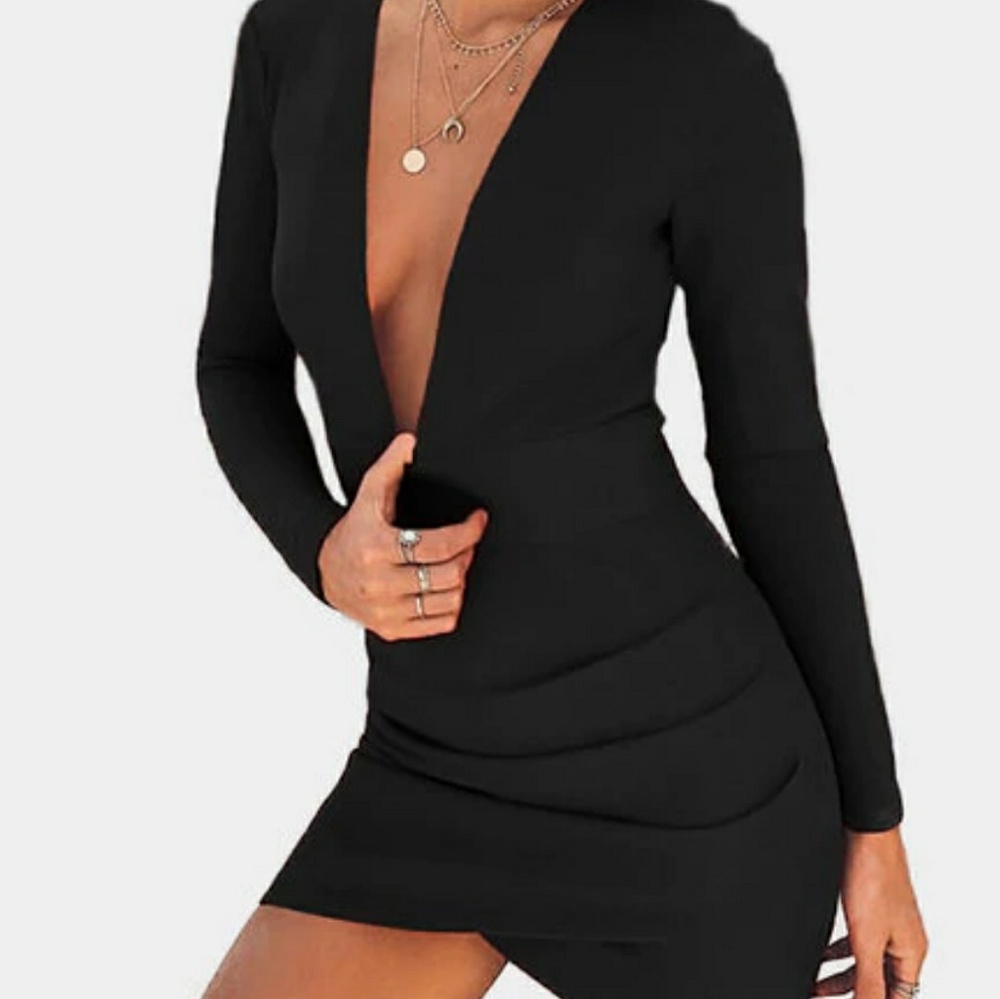 Sexy low v little black dress